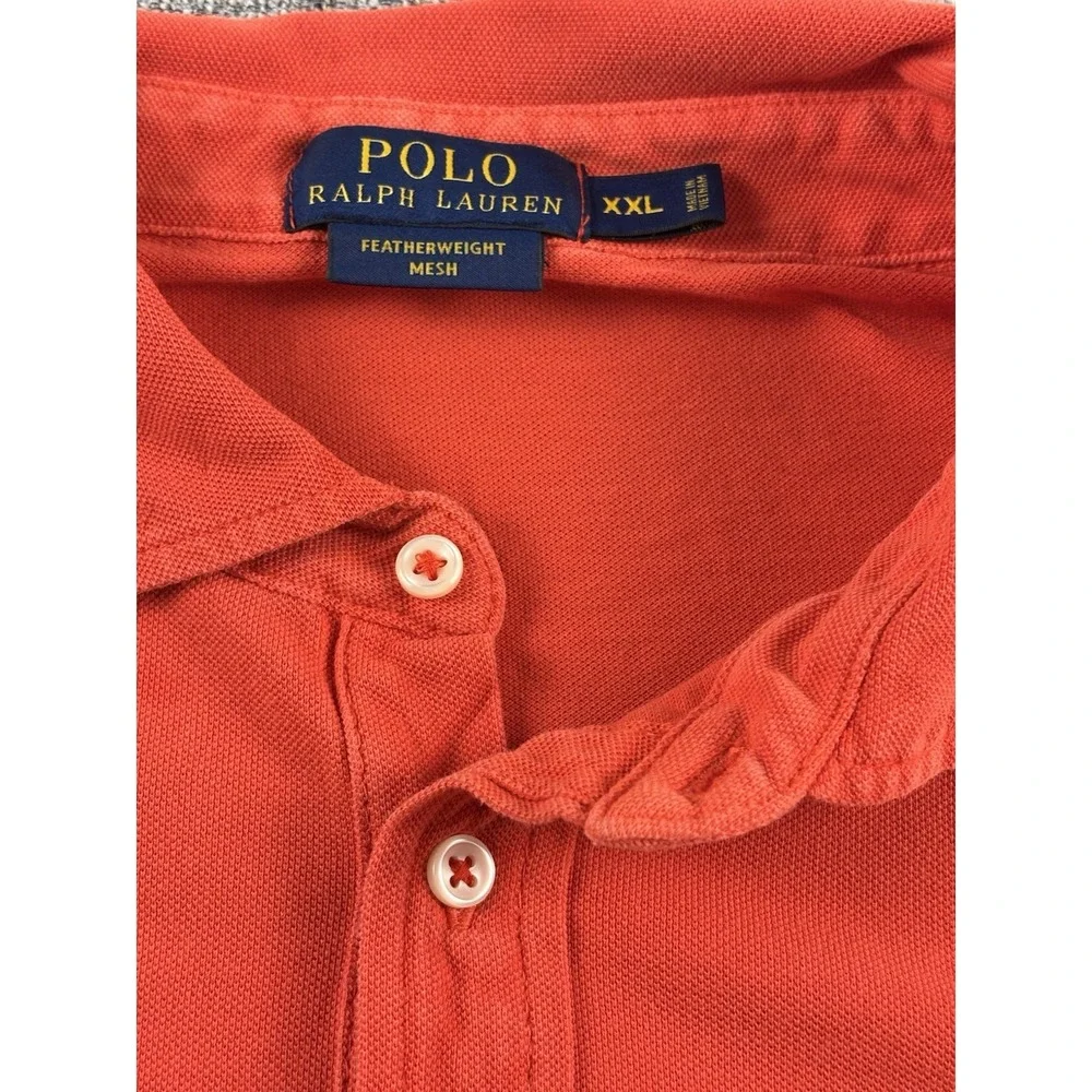 Polo Ralph Lauren Red Featherweight Mesh Long Sleeve Polo Shirt Men's 2XL XXL